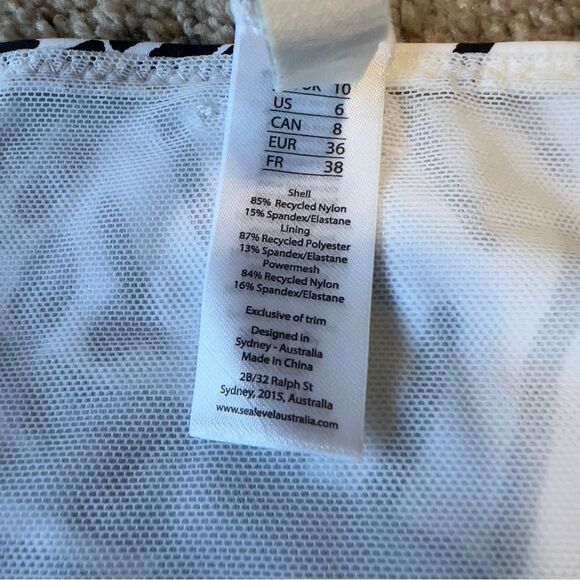 Sea Level Womens Black White Mid Bikini Bottoms Black Size 6 - Picture 7 of 7